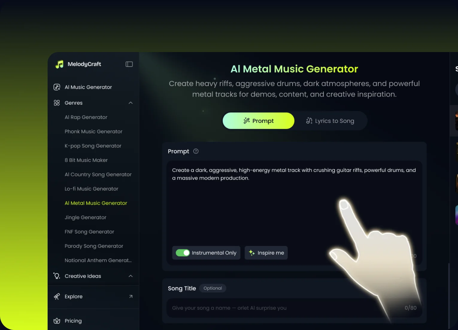 Describe Your Metal Idea example