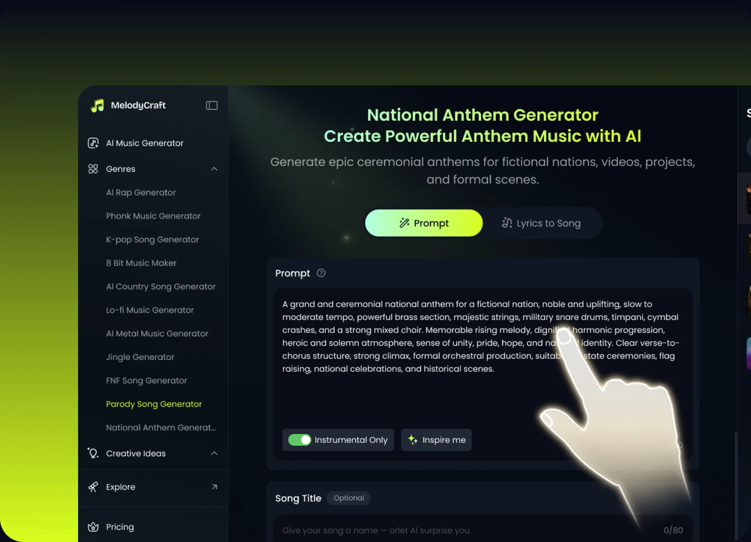 Describe Your Anthem Idea example
